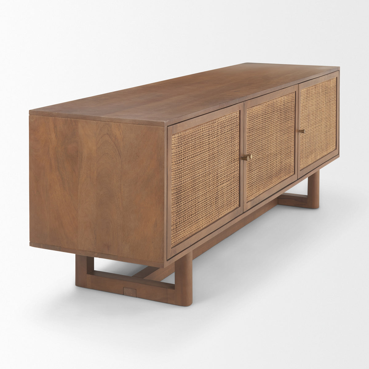 Grier 65" Light Brown Wood w/ Cane Media Console-Media Console-DECOROLALA