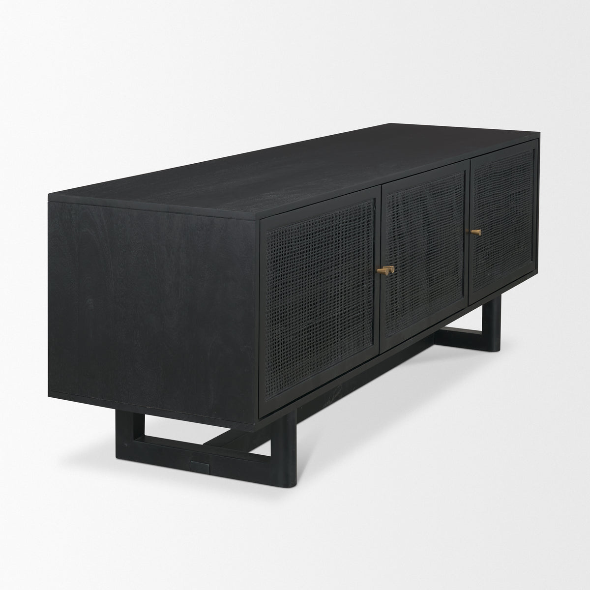 Grier 65" Light Brown Wood w/ Cane Media Console-Media Console-DECOROLALA