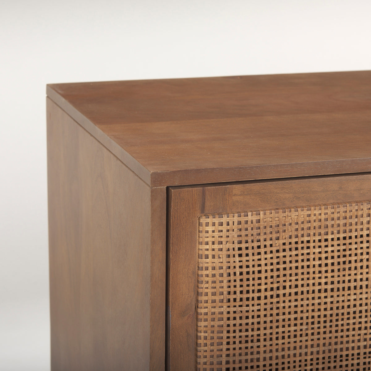 Grier 65" Light Brown Wood w/ Cane Media Console-Media Console-DECOROLALA