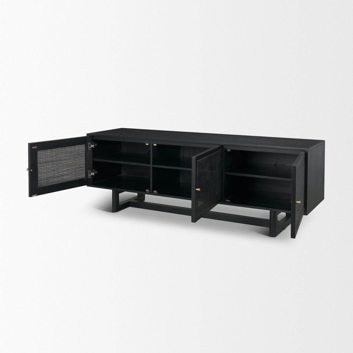 Grier 65" Light Brown Wood w/ Cane Media Console-Media Console-DECOROLALA