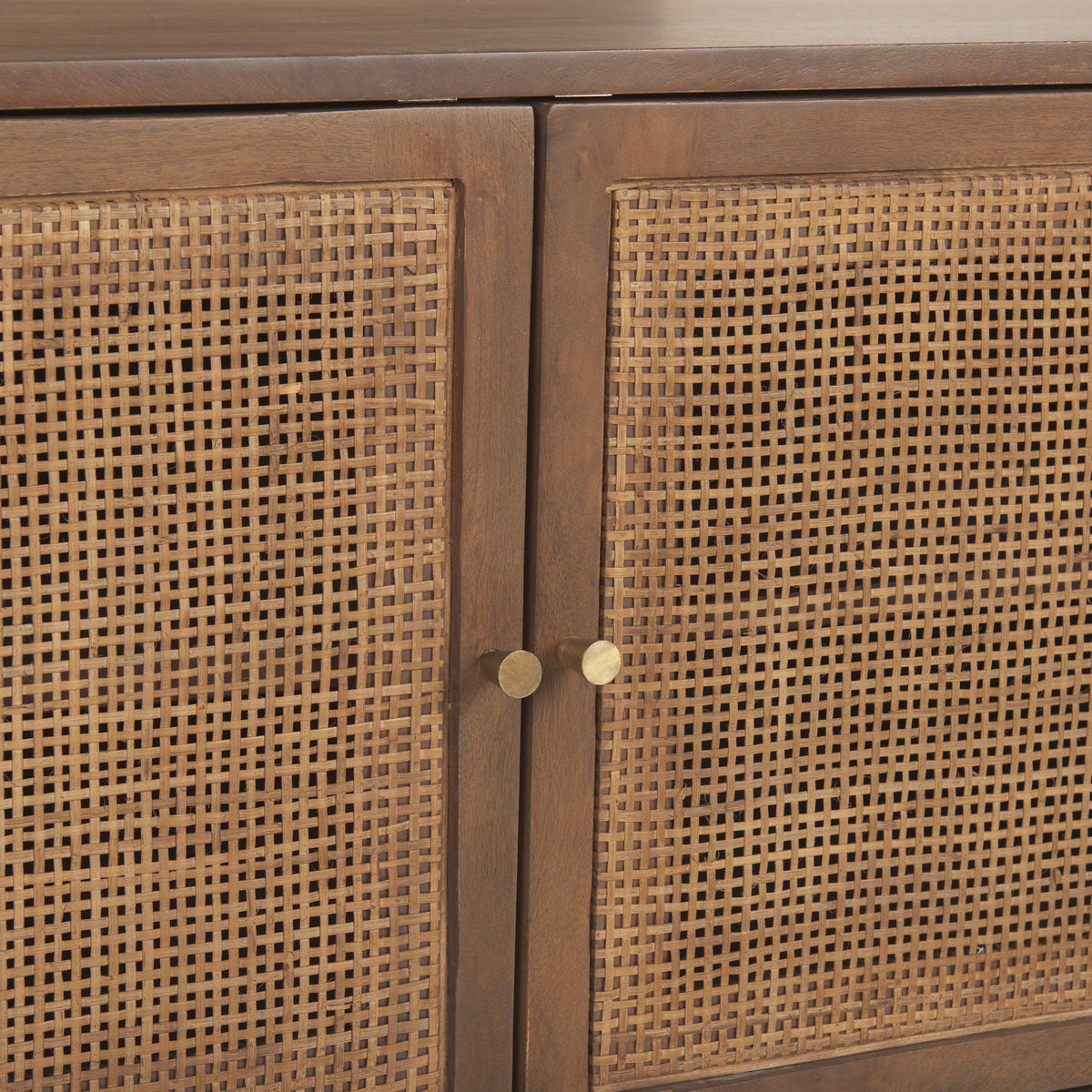 Grier 65" Light Brown Wood w/ Cane Media Console-Media Console-DECOROLALA