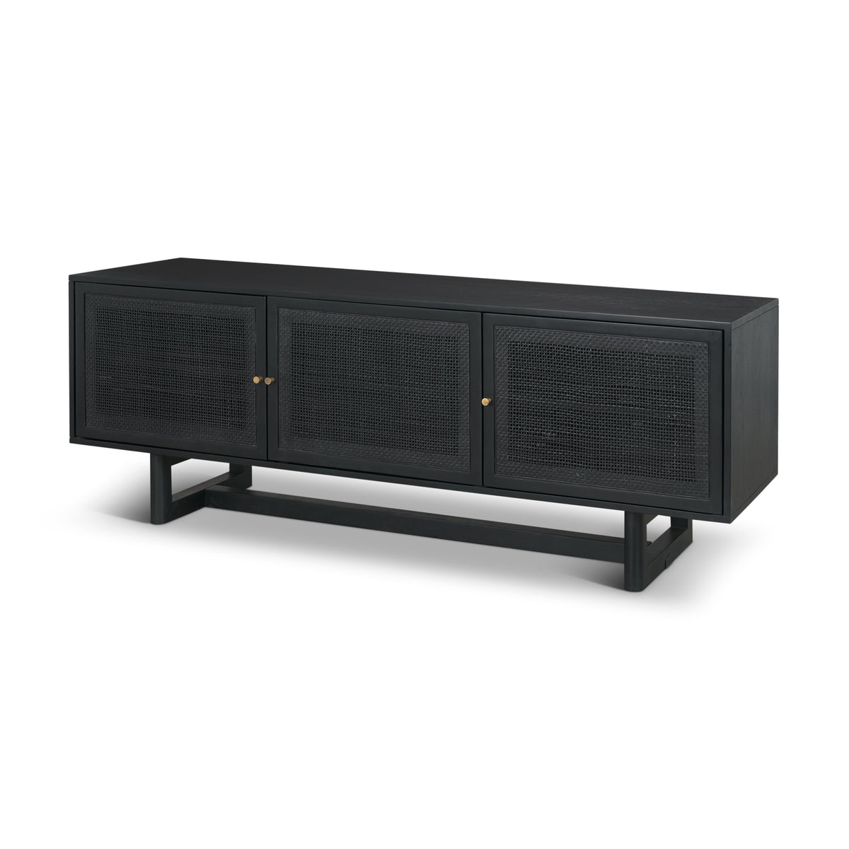 Grier 65" Light Brown Wood w/ Cane Media Console-Media Console-DECOROLALA