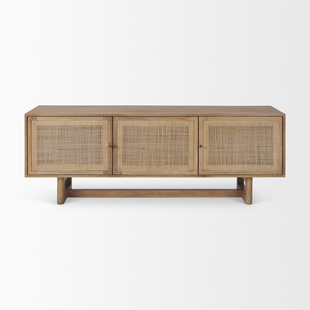Grier 65" Light Brown Wood w/ Cane Media Console-Media Console-DECOROLALA