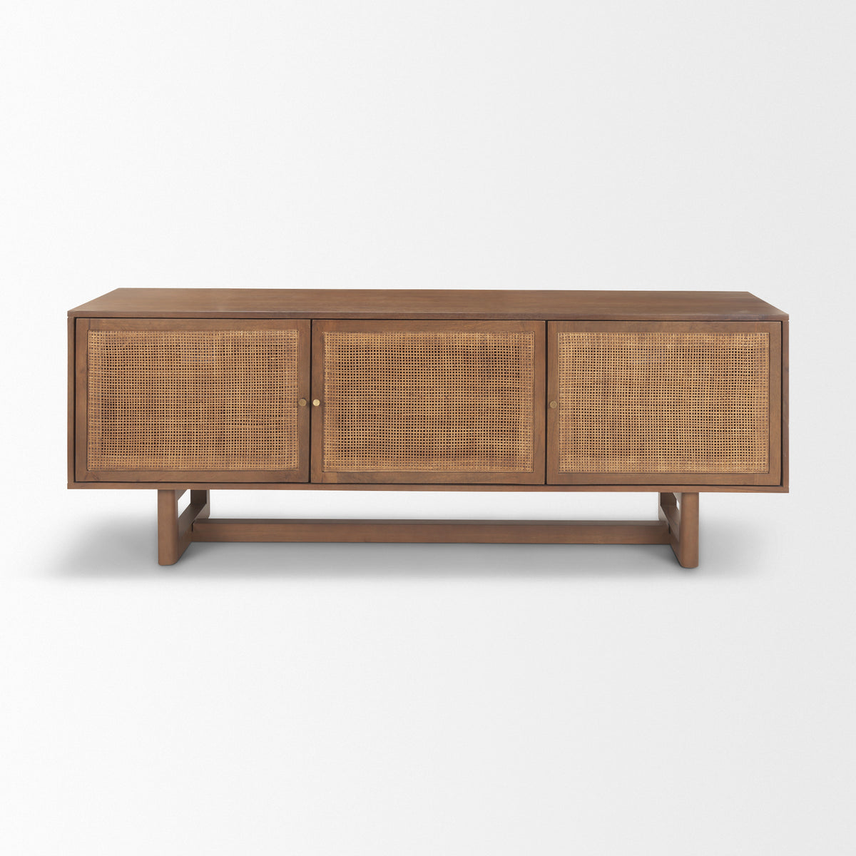 Grier 65" Light Brown Wood w/ Cane Media Console-Media Console-DECOROLALA