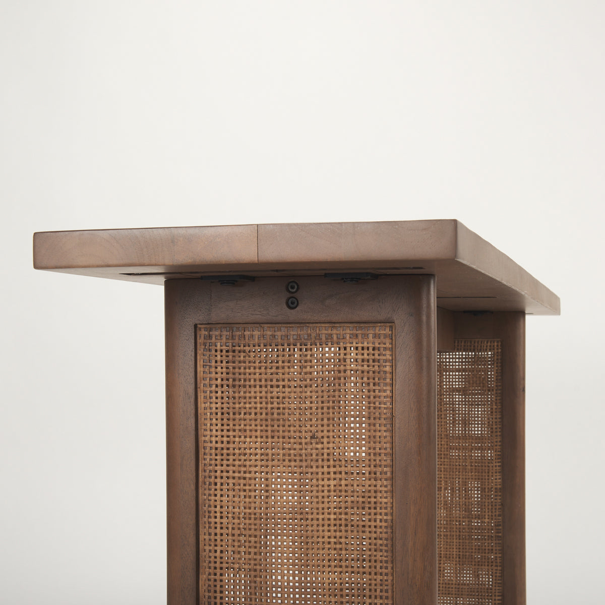 Grier 65" Medium Brown Solid Wood w/ Cane Console Table-Console Tables-DECOROLALA