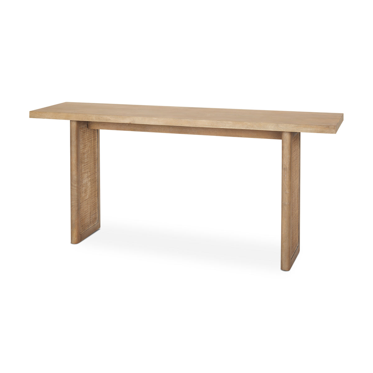 Grier 65" Medium Brown Solid Wood w/ Cane Console Table-Console Tables-DECOROLALA
