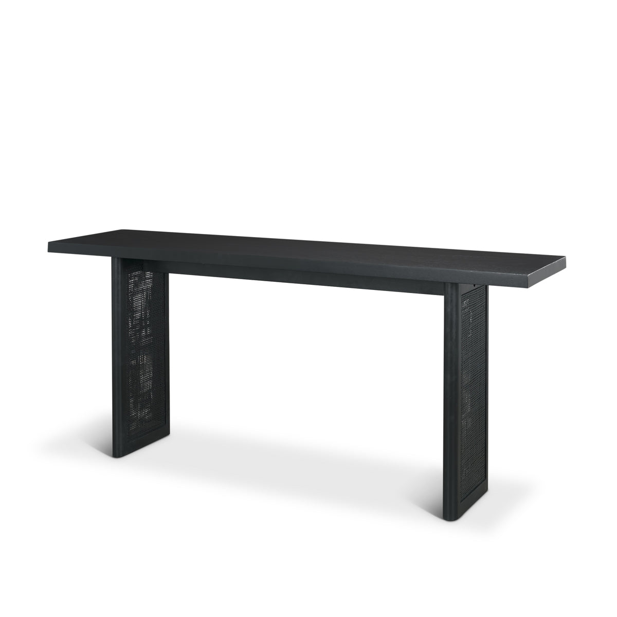 Grier 65" Medium Brown Solid Wood w/ Cane Console Table-Console Tables-DECOROLALA
