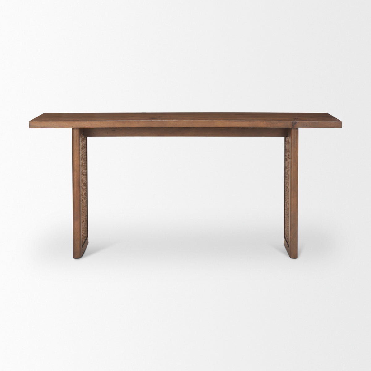 Grier 65" Medium Brown Solid Wood w/ Cane Console Table-Console Tables-DECOROLALA