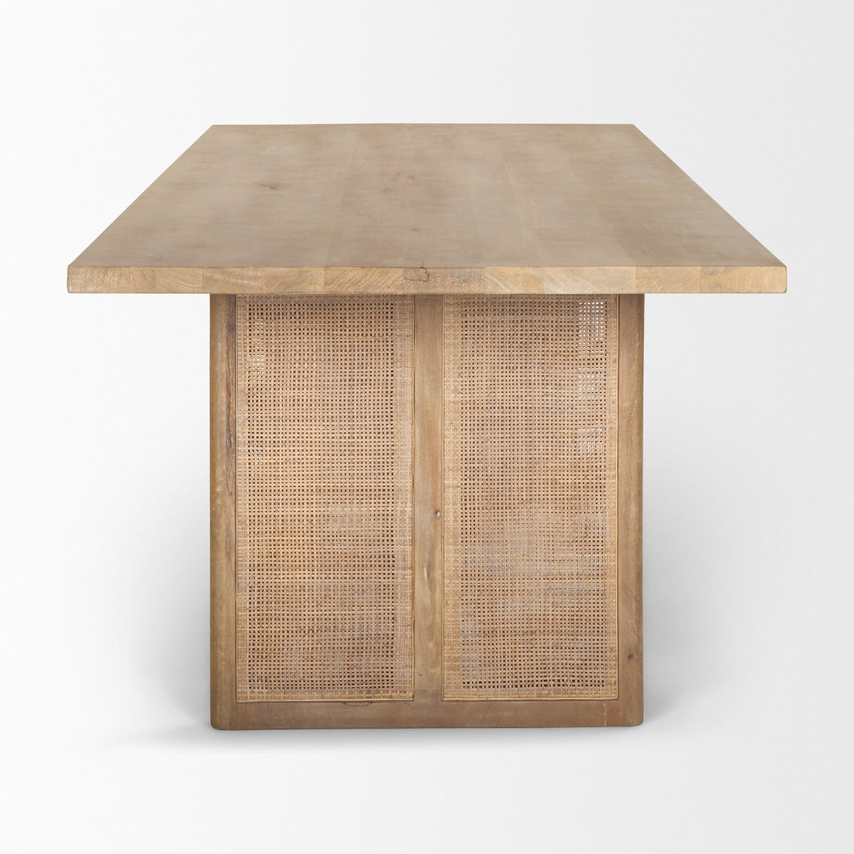 Grier 84"L x 38"W Dining Table | Med Brown Wood & Med Brown Wood Cane | Seats 8-Dining Tables-DECOROLALA