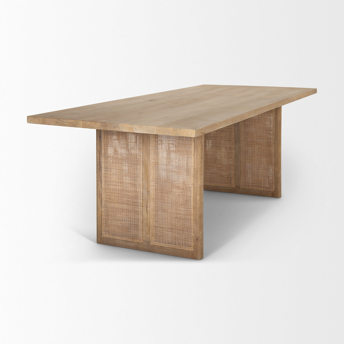 Grier 84"L x 38"W Dining Table | Med Brown Wood & Med Brown Wood Cane | Seats 8-Dining Tables-DECOROLALA