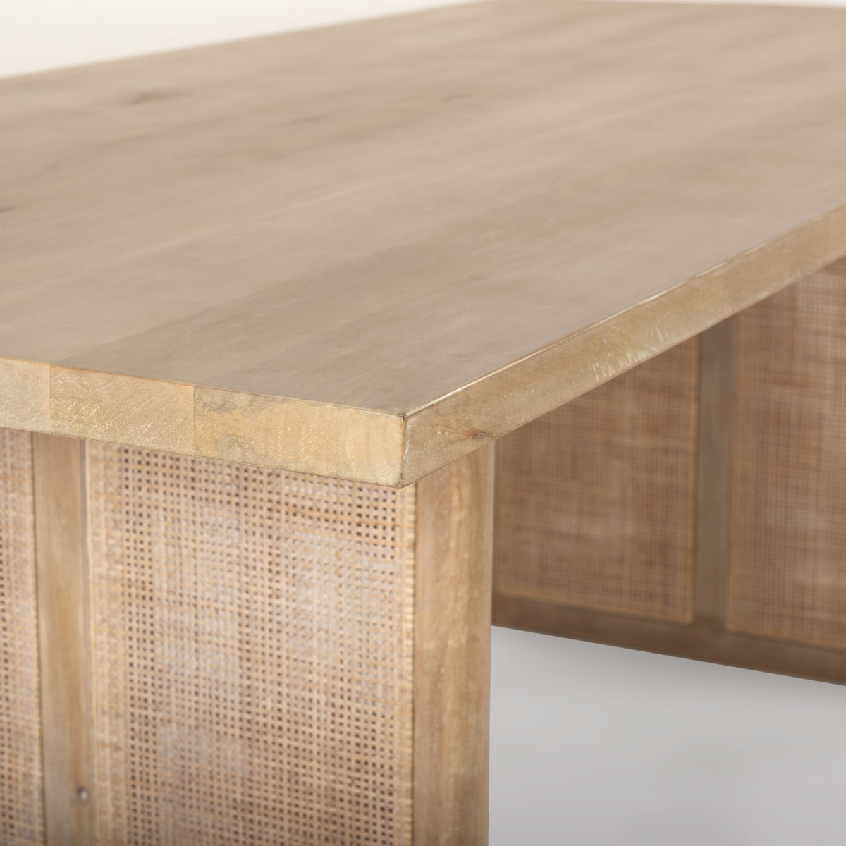 Grier 84"L x 38"W Dining Table | Med Brown Wood & Med Brown Wood Cane | Seats 8-Dining Tables-DECOROLALA