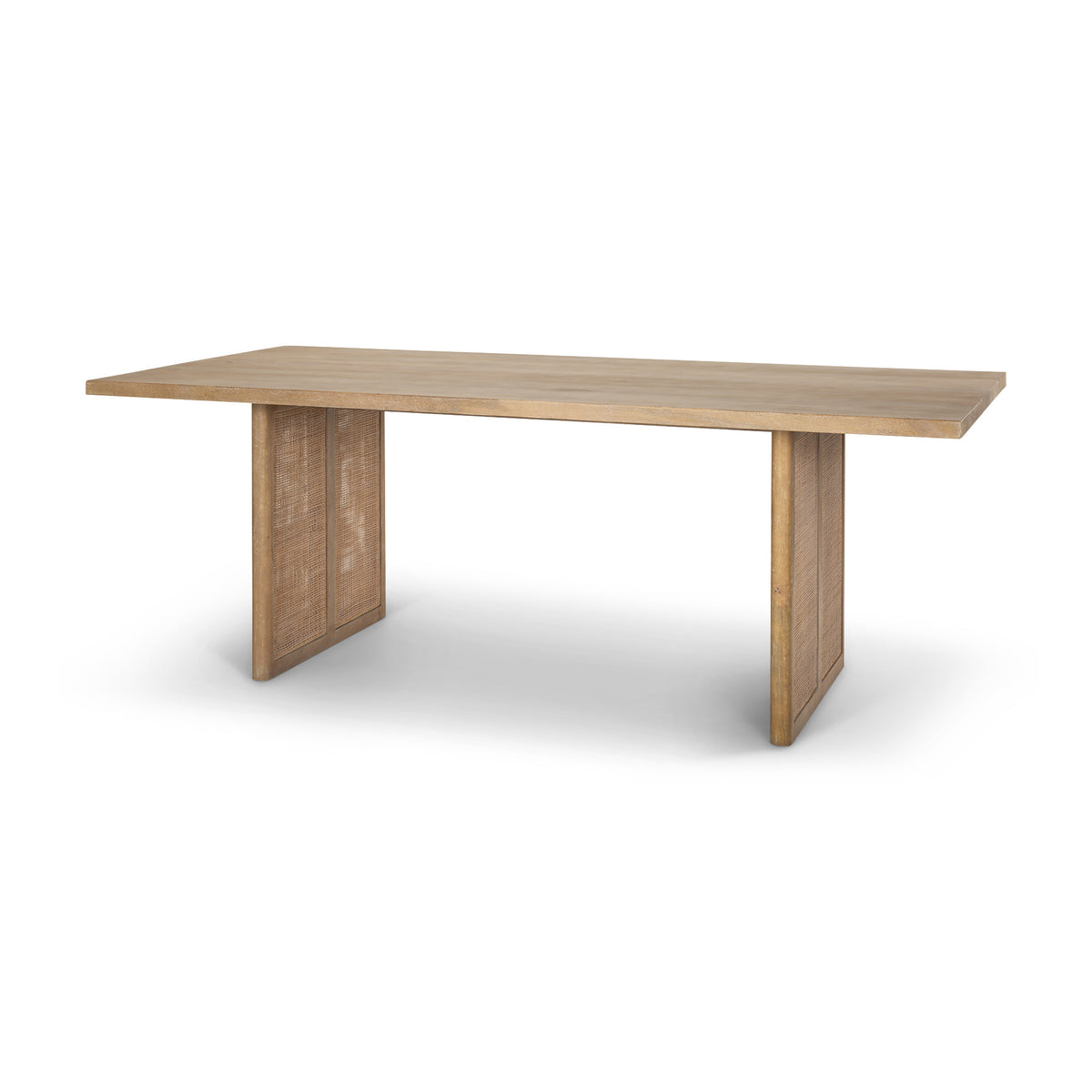 Grier Dining Table - Medium Brown Wood Cane Seats 8-Dining Tables-DECOROLALA