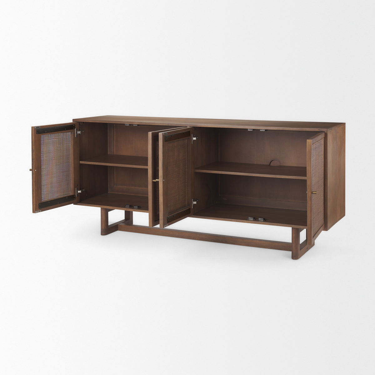 Grier Medium Brown Solid Wood W/Cane Sideboard-Sideboards & Buffets-DECOROLALA