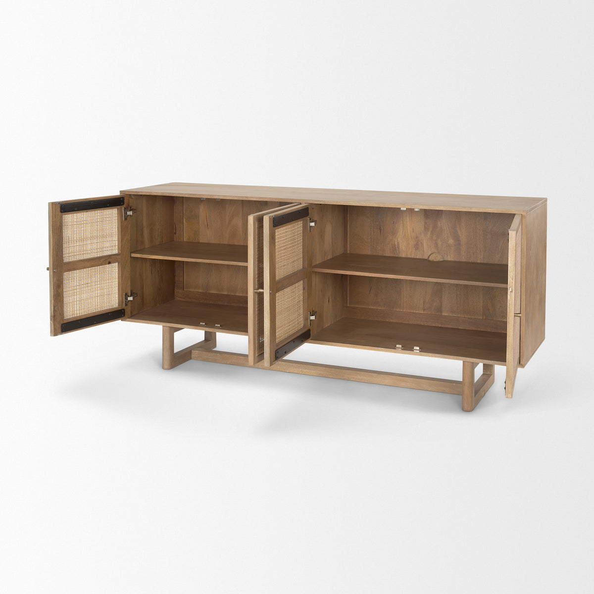 Grier Medium Brown Solid Wood W/Cane Sideboard-Sideboards & Buffets-DECOROLALA