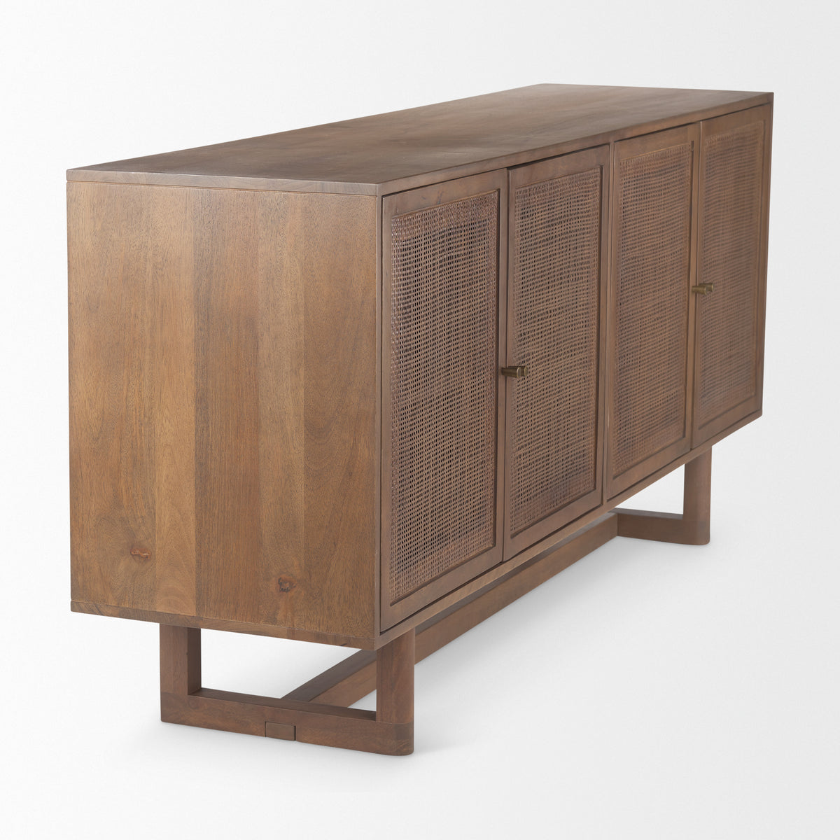 Grier Medium Brown Solid Wood W/Cane Sideboard-Sideboards & Buffets-DECOROLALA