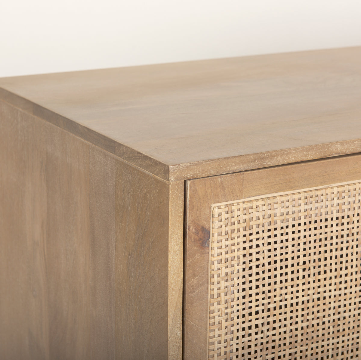 Grier Medium Brown Solid Wood W/Cane Sideboard-Sideboards & Buffets-DECOROLALA