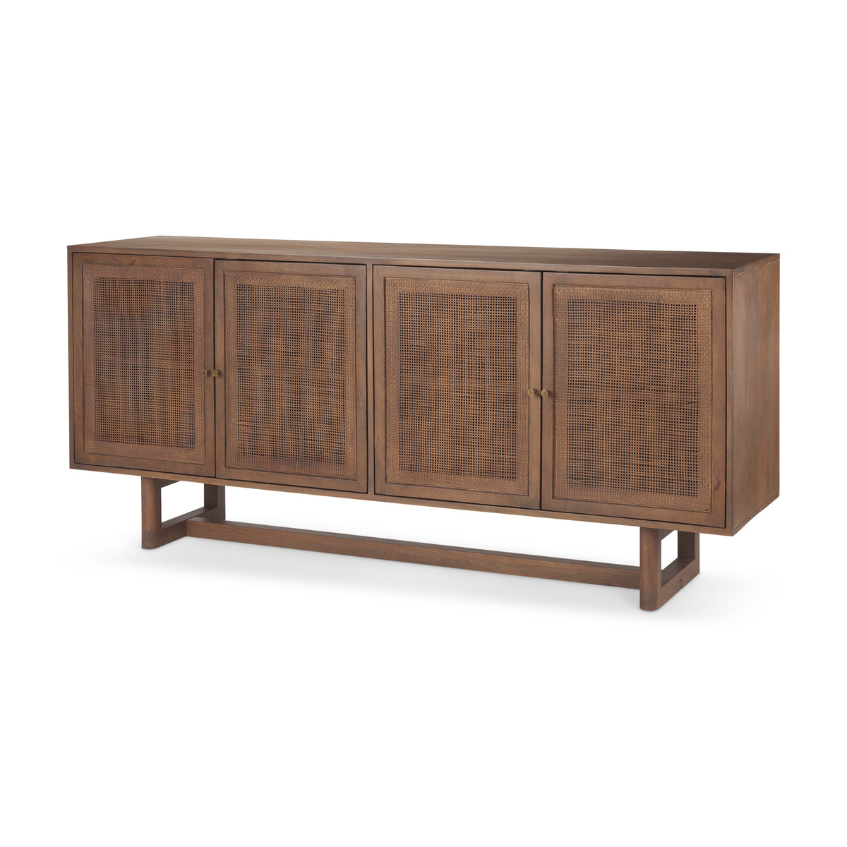 Grier Medium Brown Solid Wood W/Cane Sideboard-Sideboards & Buffets-DECOROLALA