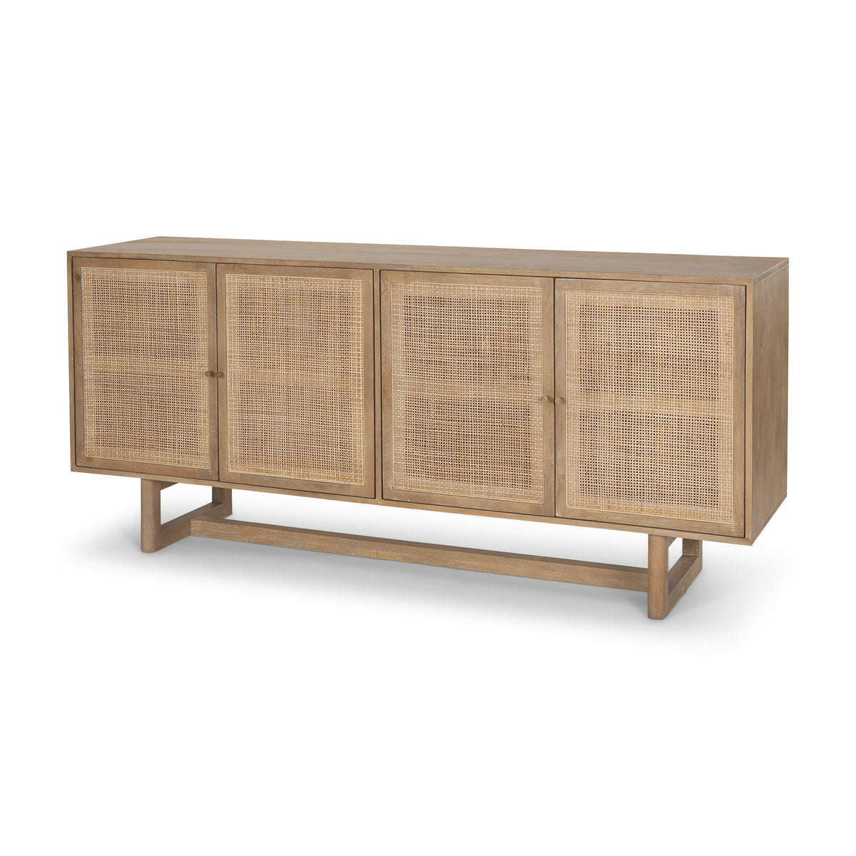 Grier Medium Brown Solid Wood W/Cane Sideboard-Sideboards & Buffets-DECOROLALA