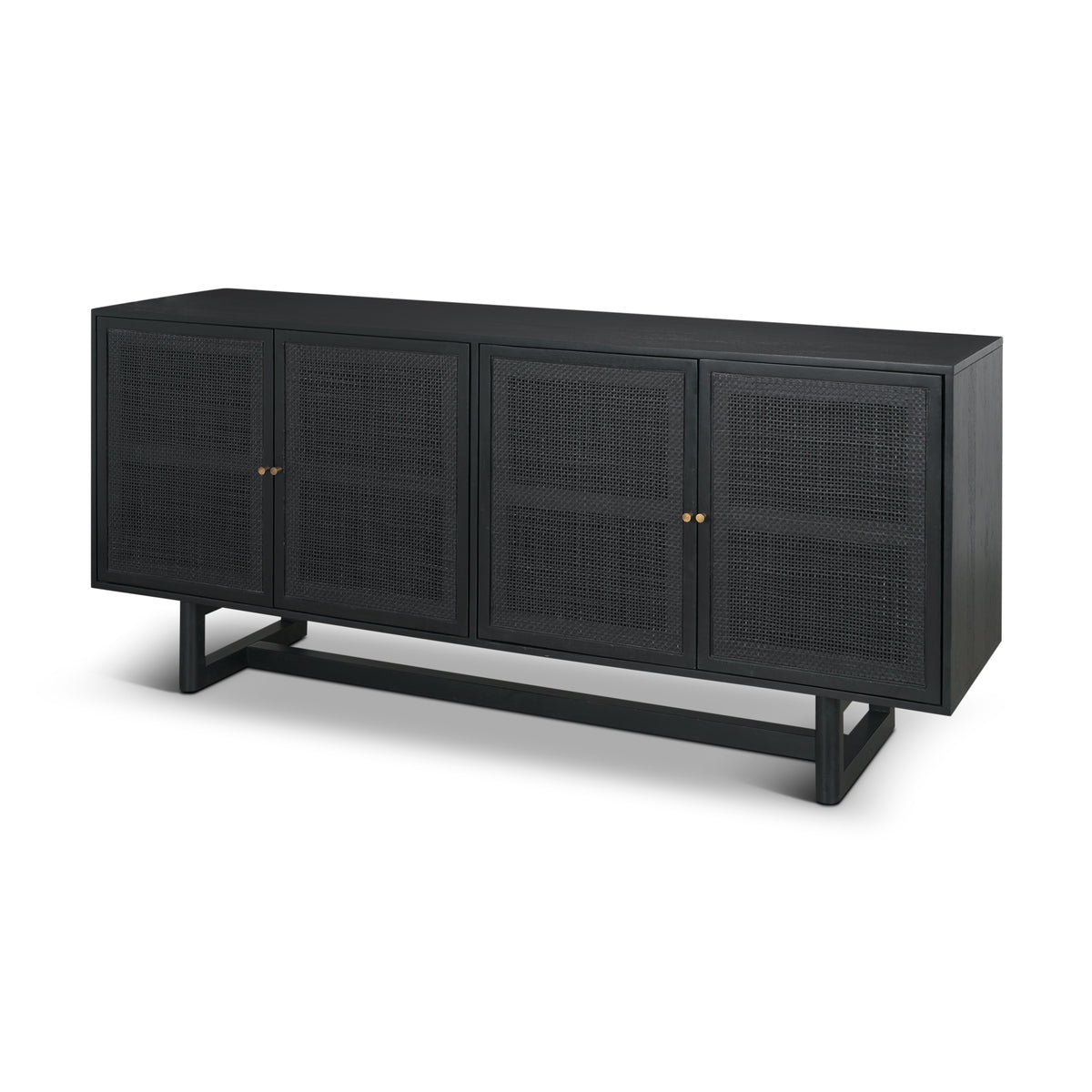 Grier Medium Brown Solid Wood W/Cane Sideboard-Sideboards & Buffets-DECOROLALA