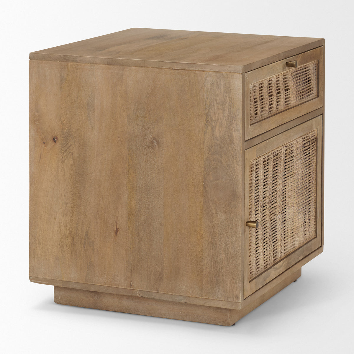 Grier Medium Brown Wood w/ Cane End Table-End and Side Tables-DECOROLALA