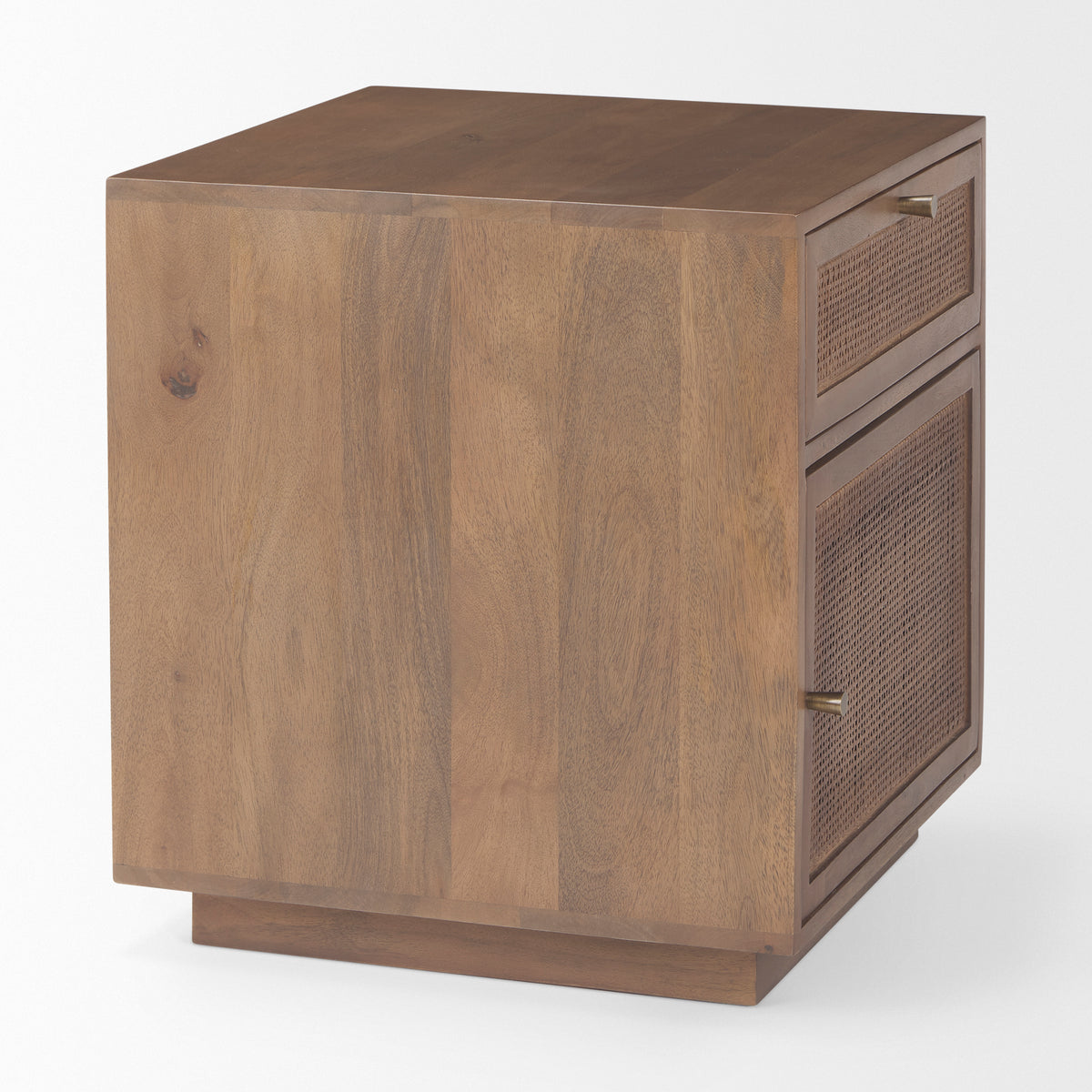 Grier Medium Brown Wood w/ Cane End Table-End and Side Tables-DECOROLALA