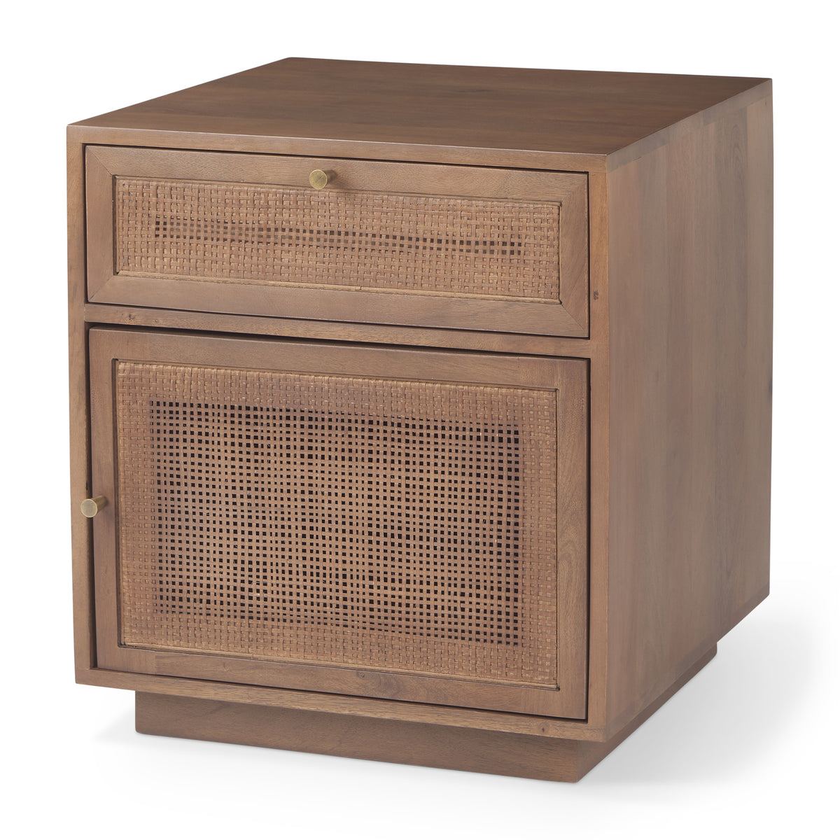 Grier Medium Brown Wood w/ Cane End Table-End and Side Tables-DECOROLALA