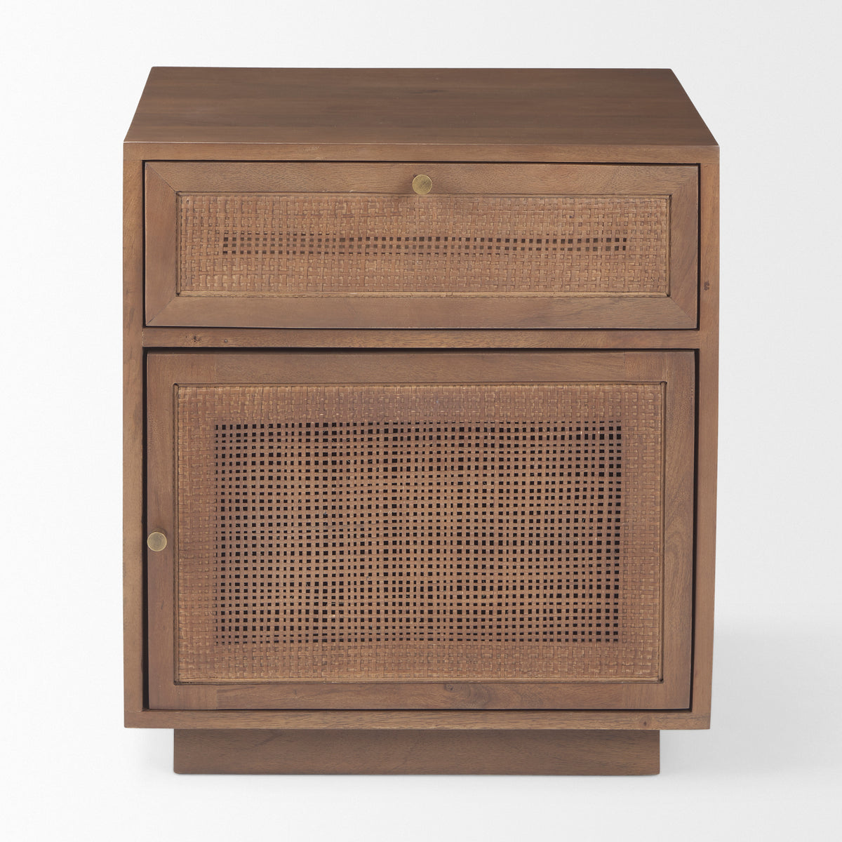 Grier Medium Brown Wood w/ Cane End Table-End and Side Tables-DECOROLALA
