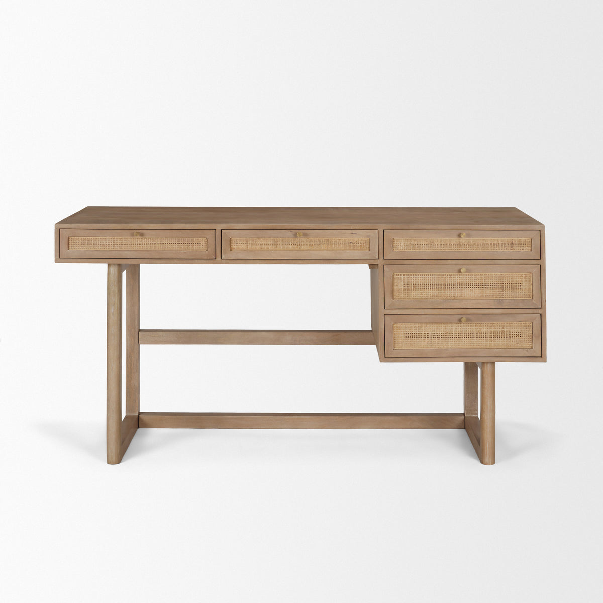 Grier Solid Wood Office Desk with Cane Fronts-Office Furniture-DECOROLALA