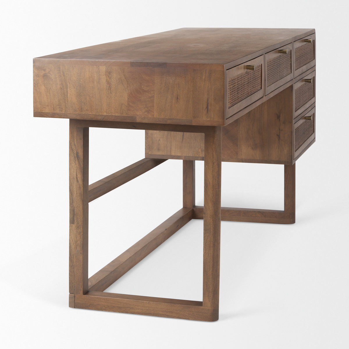 Grier Solid Wood Office Desk with Cane Fronts-Office Furniture-DECOROLALA