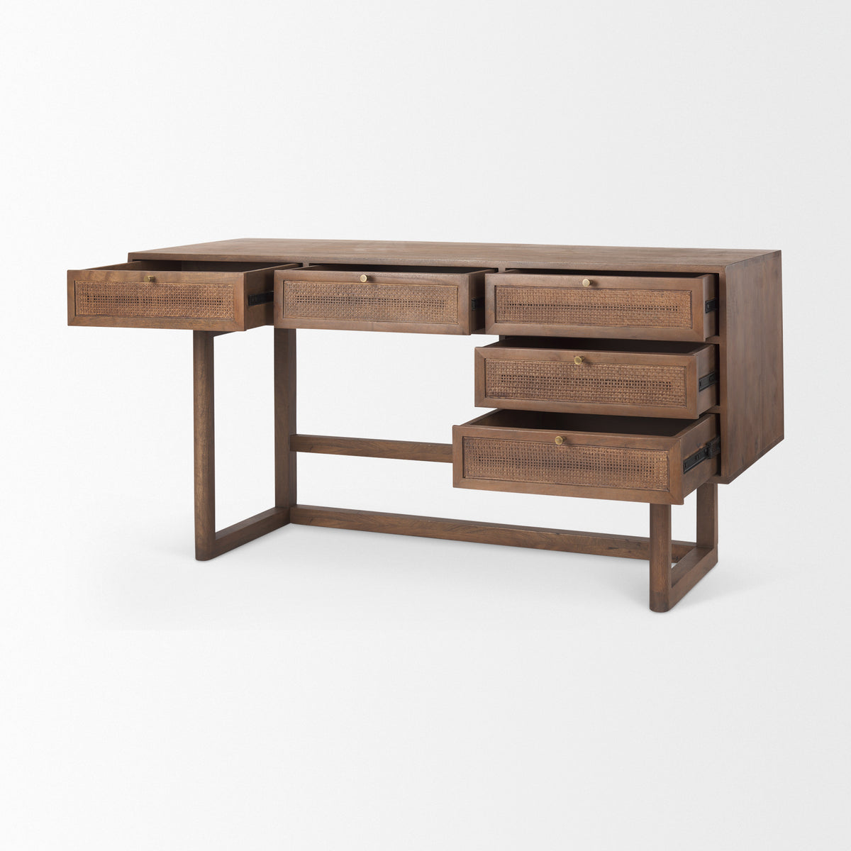 Grier Solid Wood Office Desk with Cane Fronts-Office Furniture-DECOROLALA