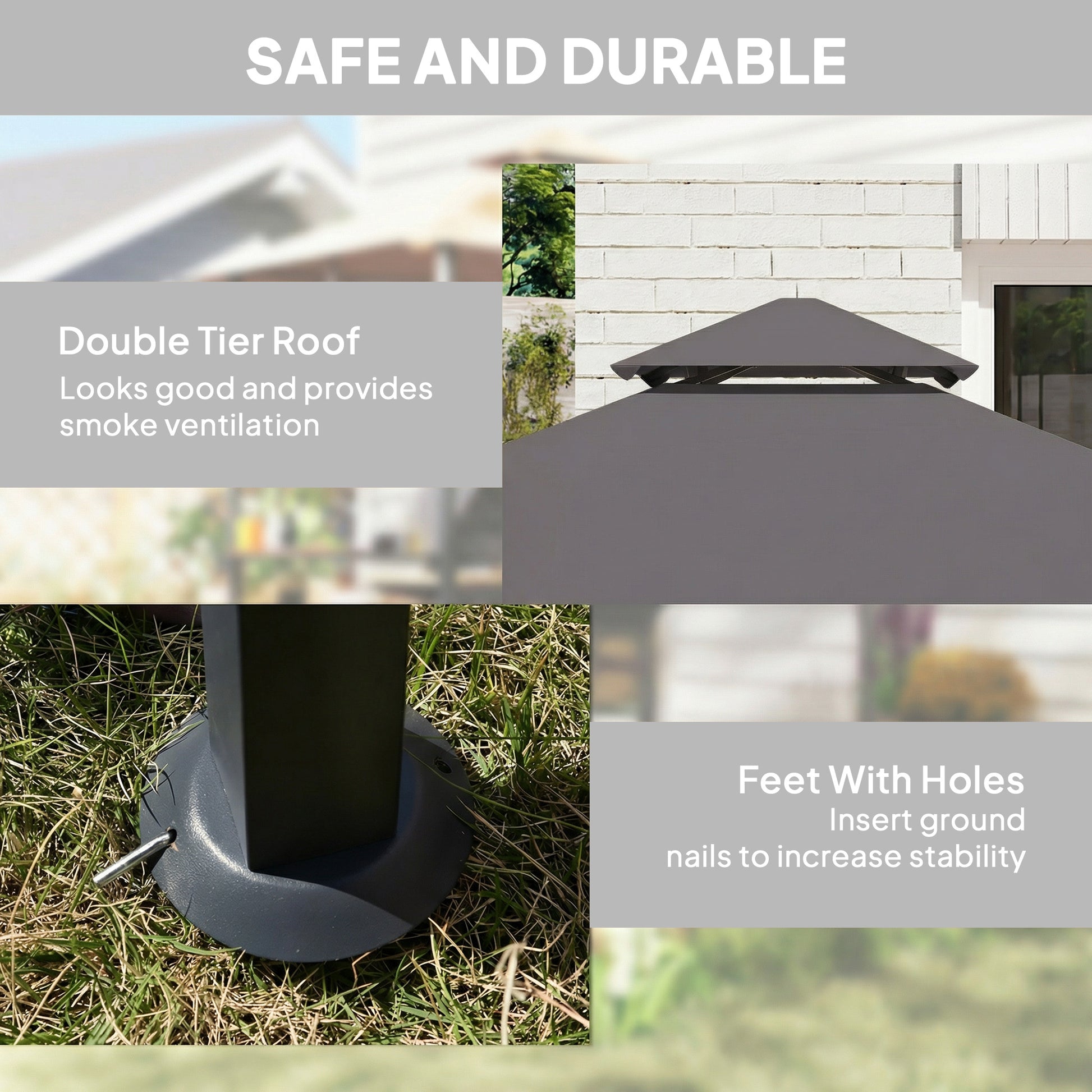 Grill Gazebo 8' x 5' Dark Grey Double Tier-DECOROLALA