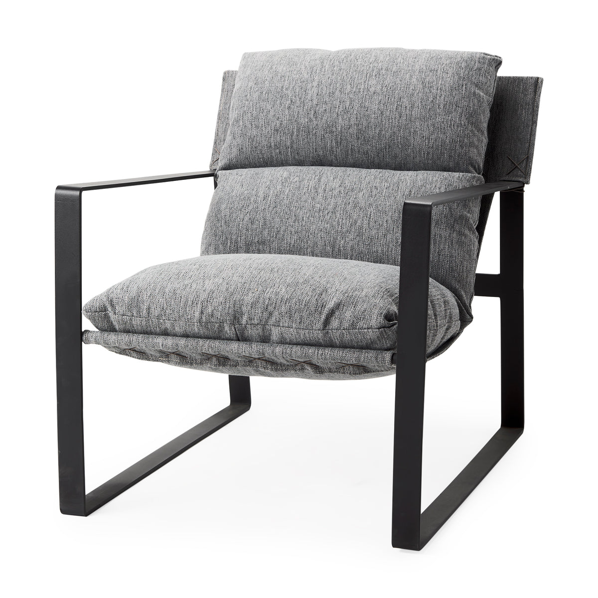 Guilia Castlerock Gray With Metal Frame Sling Accent Chair-Accent Chairs-DECOROLALA