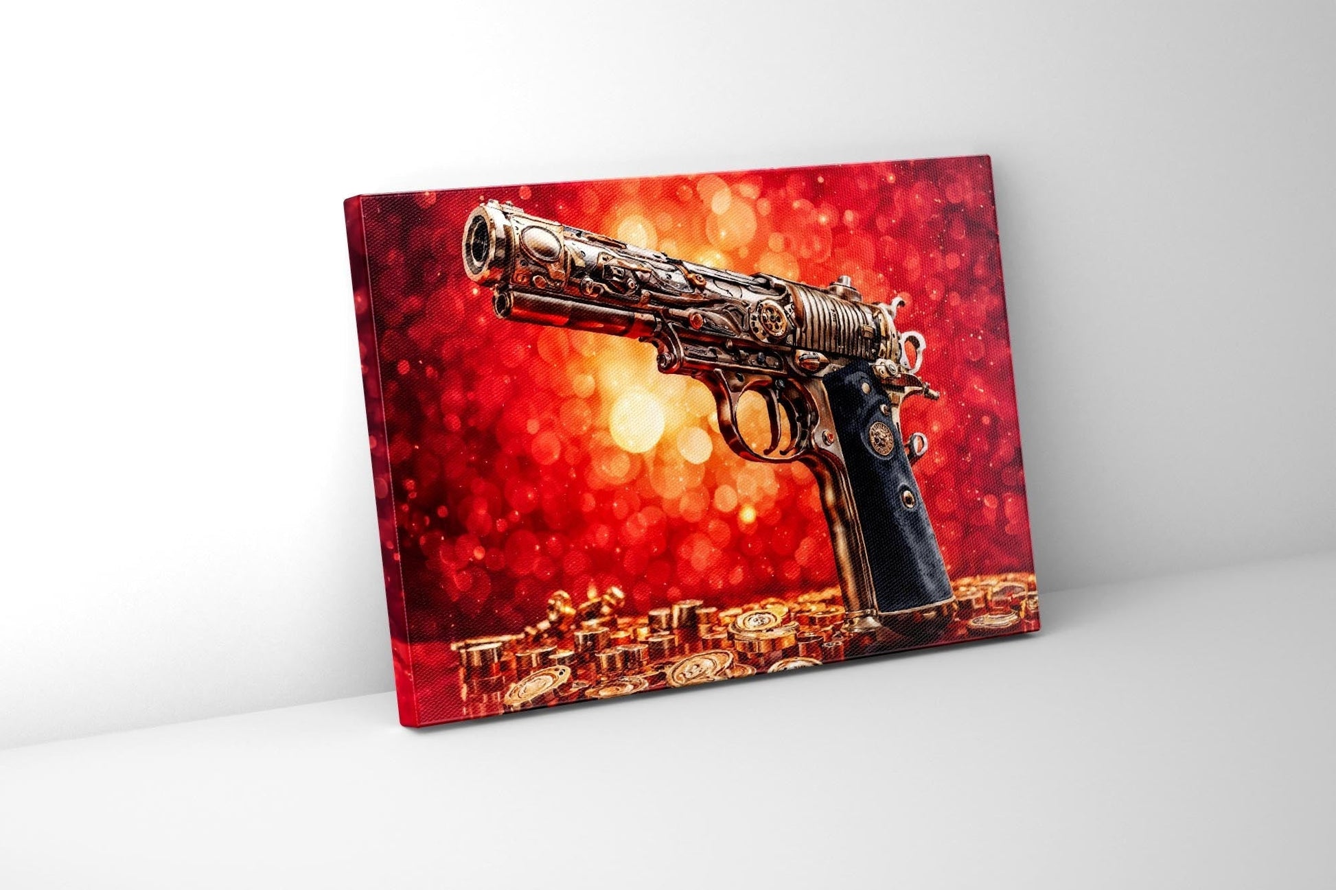 Gun & Money Canvas Wall Art 48x36 Pop Art-Wall Art-DECOROLALA