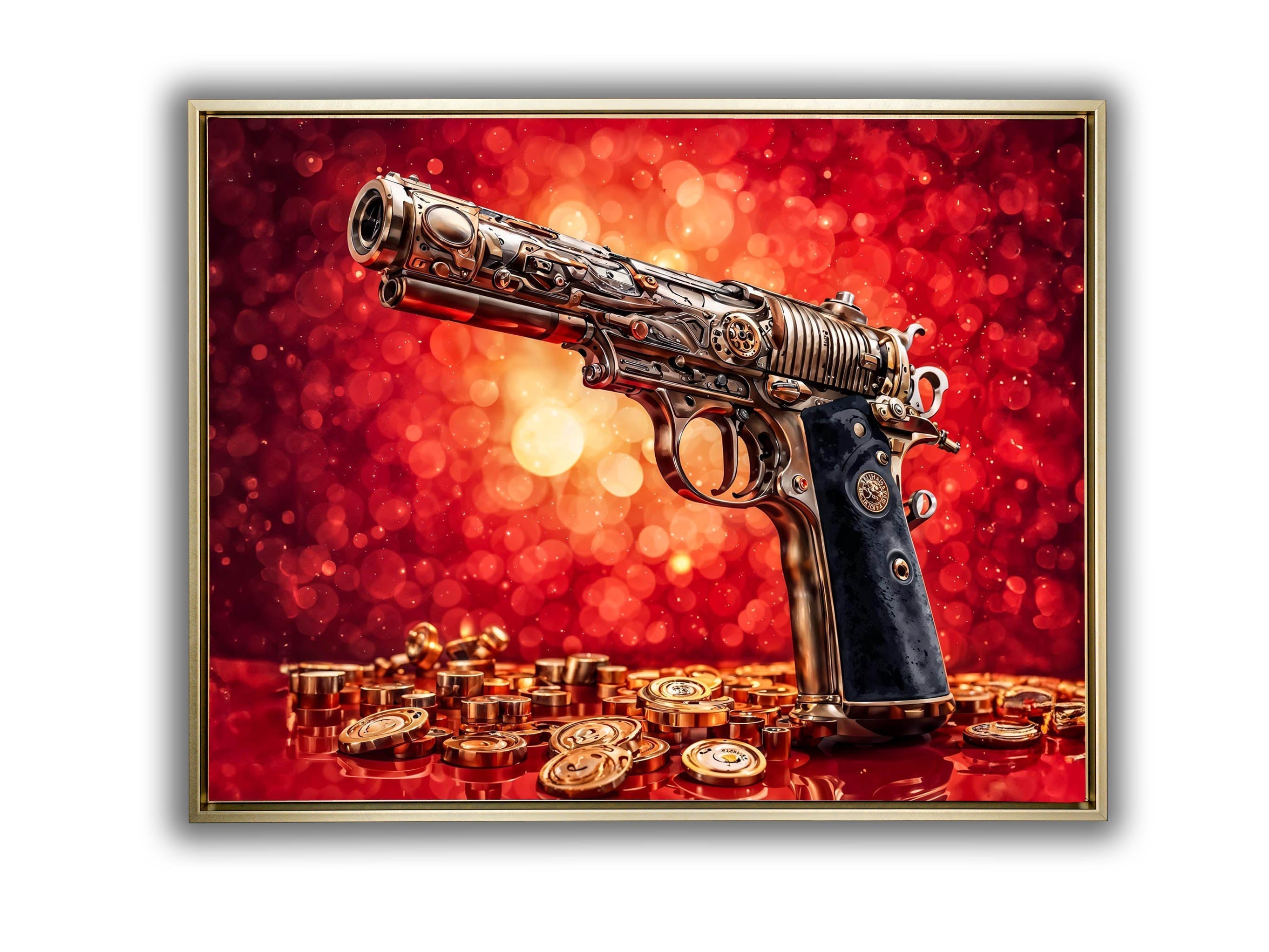 Gun & Money Canvas Wall Art 48x36 Pop Art-Wall Art-DECOROLALA