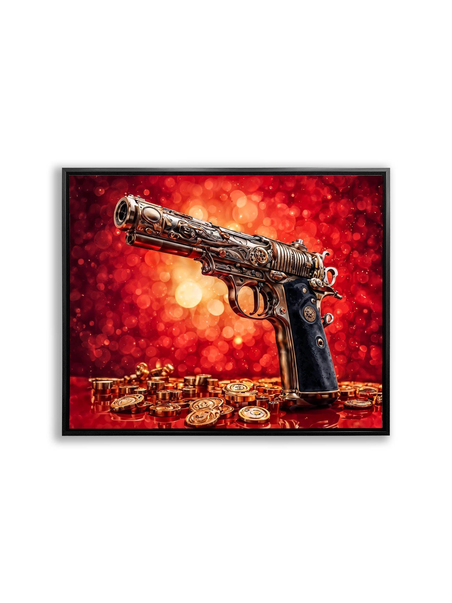 Gun & Money Canvas Wall Art 48x36 Pop Art-Wall Art-DECOROLALA