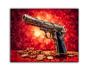 Gun & Money Canvas Wall Art 48x36 Pop Art-Wall Art-DECOROLALA