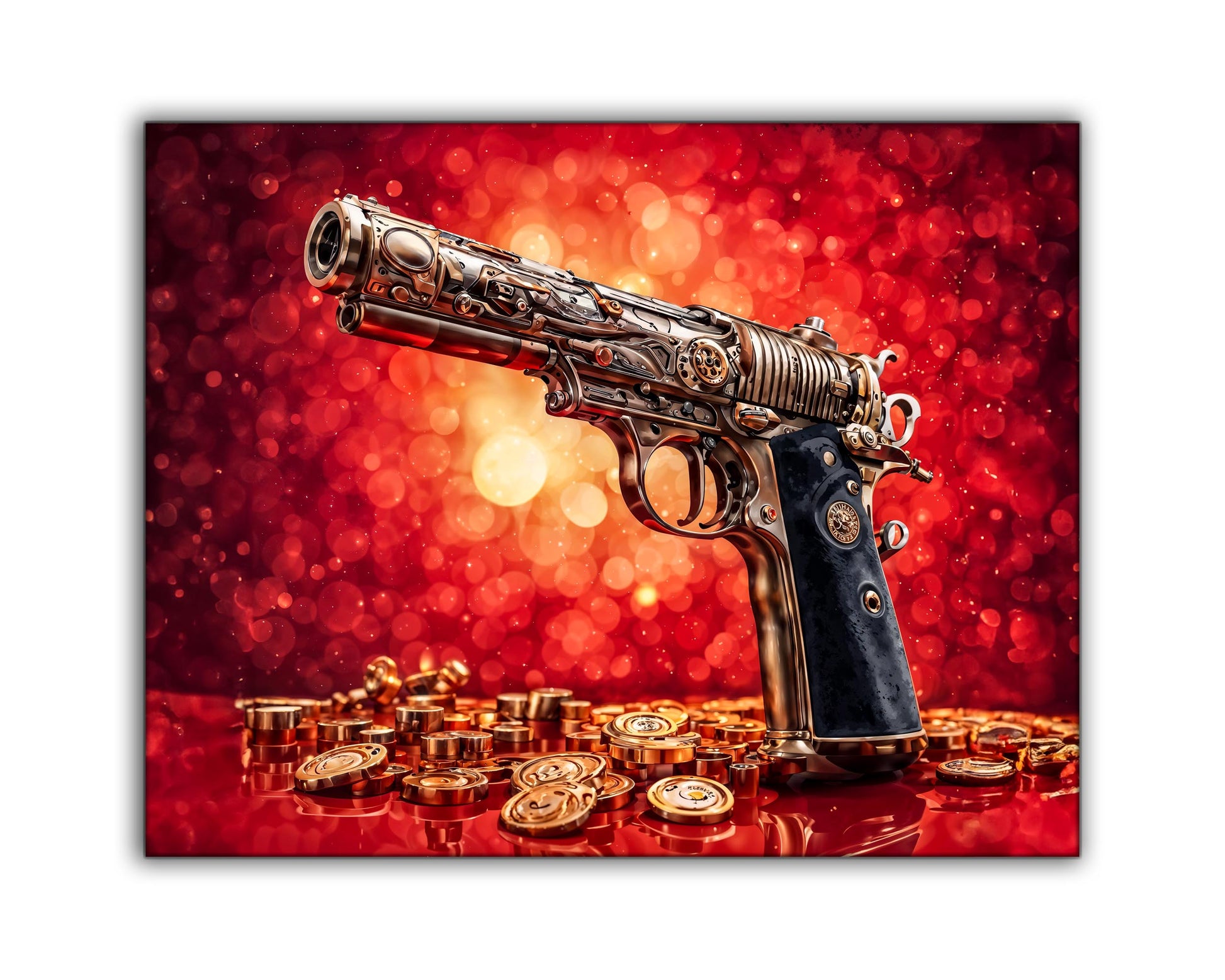 Gun & Money Canvas Wall Art 48x36 Pop Art-Wall Art-DECOROLALA