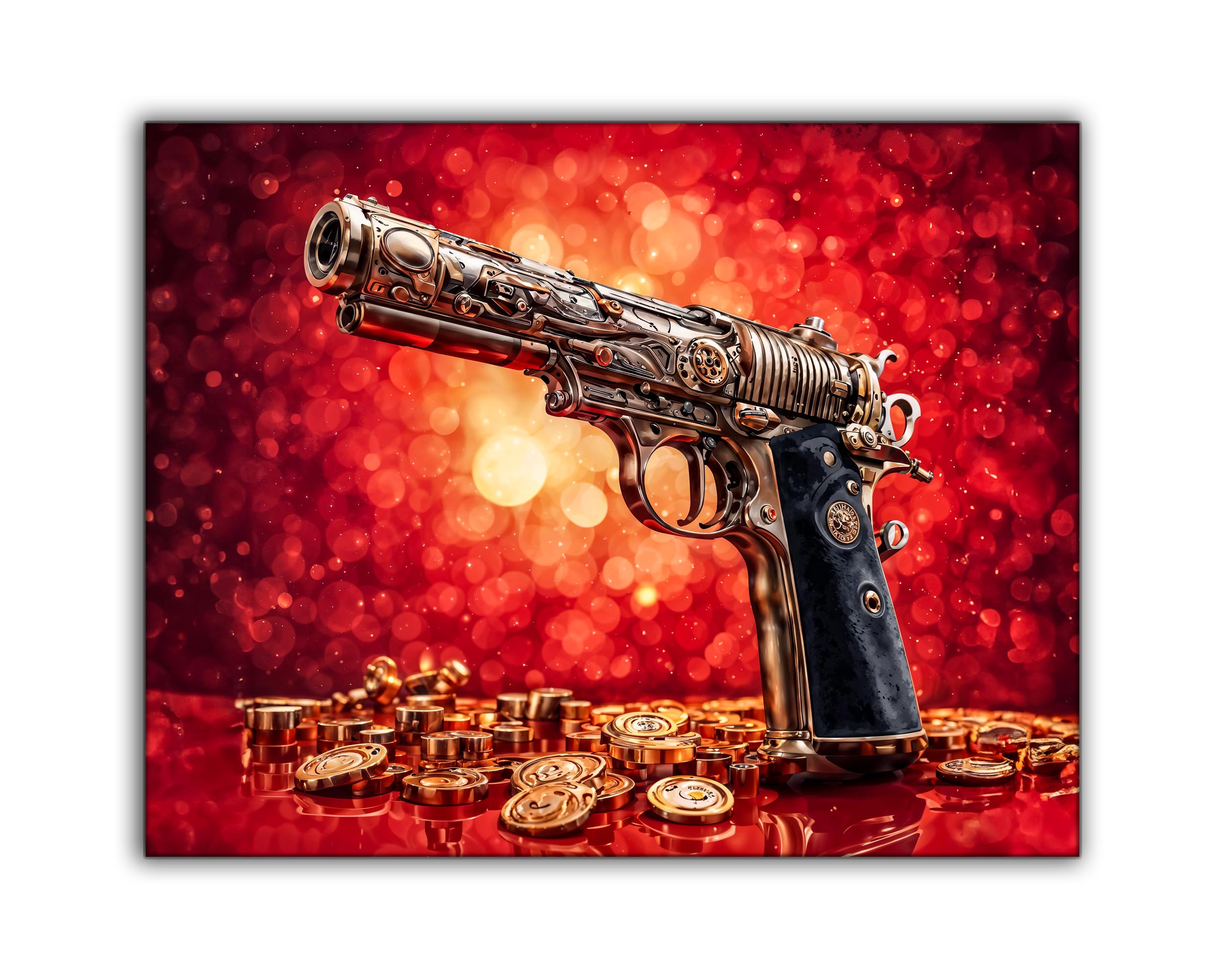 Gun & Money Canvas Wall Art 48x36 Pop Art-Wall Art-DECOROLALA