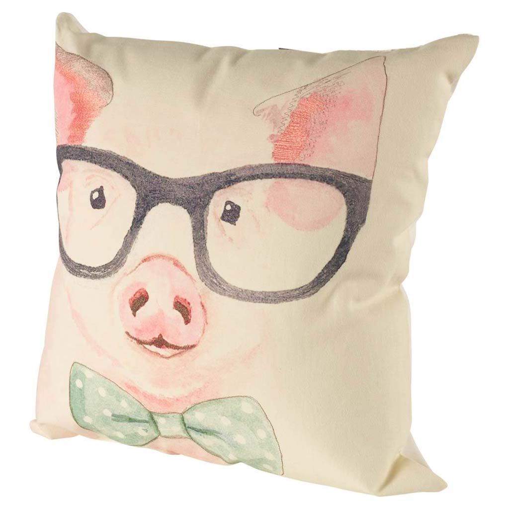 Gunther 18x18 Pink Pig with Glasses Pillow Cover-Decorative Pillows-DECOROLALA