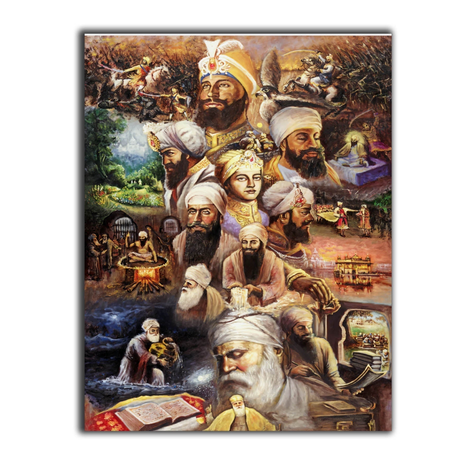 Gurus Fine Art Canvas 36" x 48" Gold-Canvas Print-DECOROLALA
