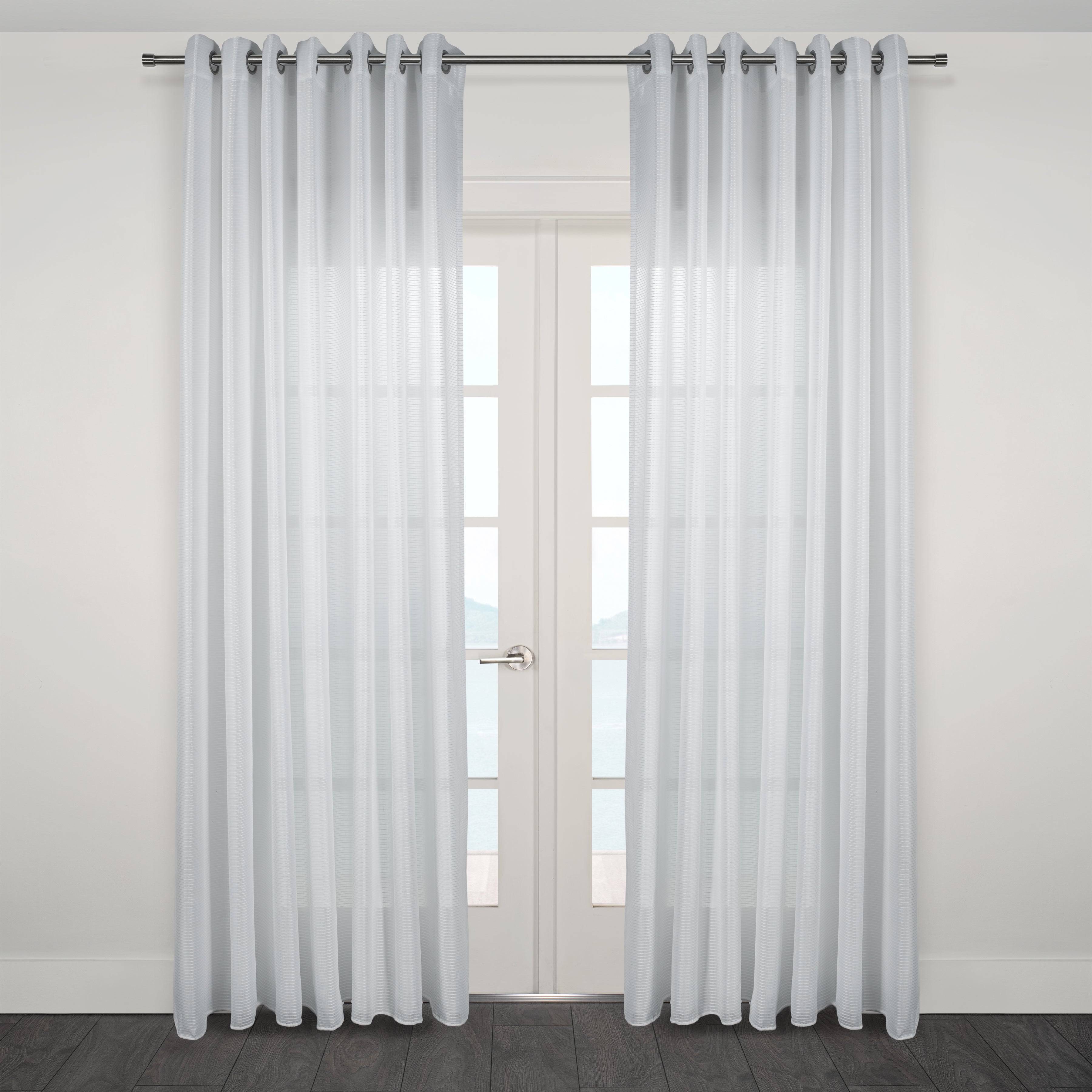 Gusto Jacquard Sheer Grommet Curtain-Curtains-DECOROLALA