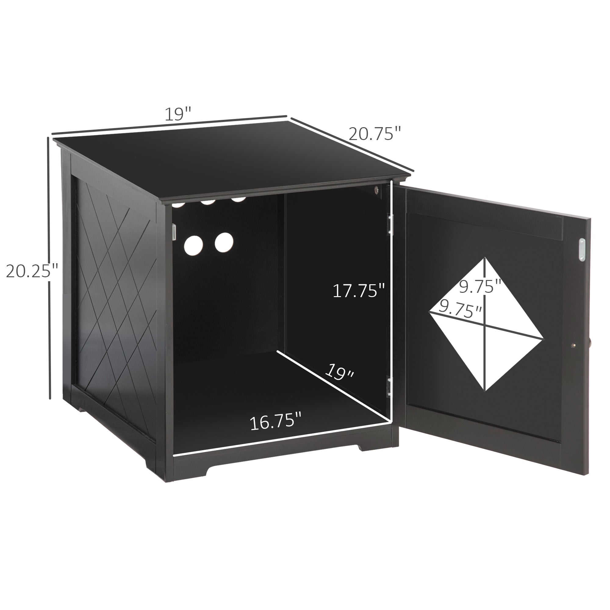 Meuble d’appoint pour bac à litière pour chat, toilettes intérieures pour chat avec porte magnétique, table de chevet dissimulant le bac à litière avec grand plateau, montage facile, noir