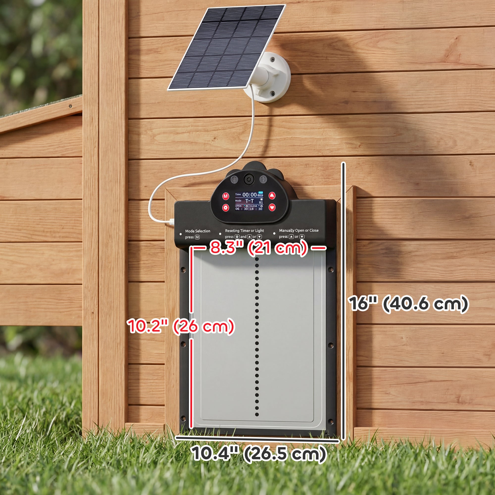 Porte automatique pour poulailler avec caméra IA 2K HD et application, alimentée par Wi-Fi et énergie solaire, avec grande batterie de 5200 mAh et alarme de conduite