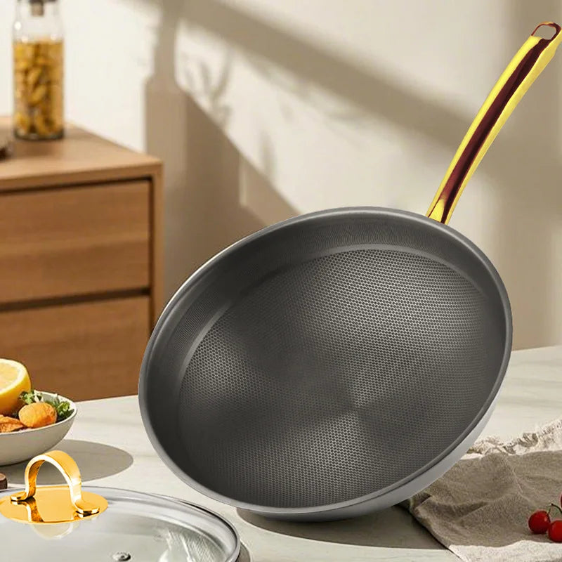 New Pure Titanium Non-Coated Non-Stick Frying Pan Household Cooking Pan Kitchen Induction Cooker Gas Stove Cookware Set