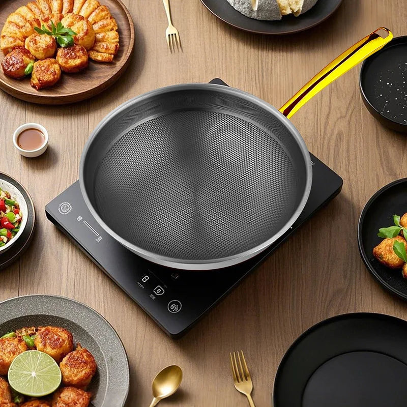 New Pure Titanium Non-Coated Non-Stick Frying Pan Household Cooking Pan Kitchen Induction Cooker Gas Stove Cookware Set
