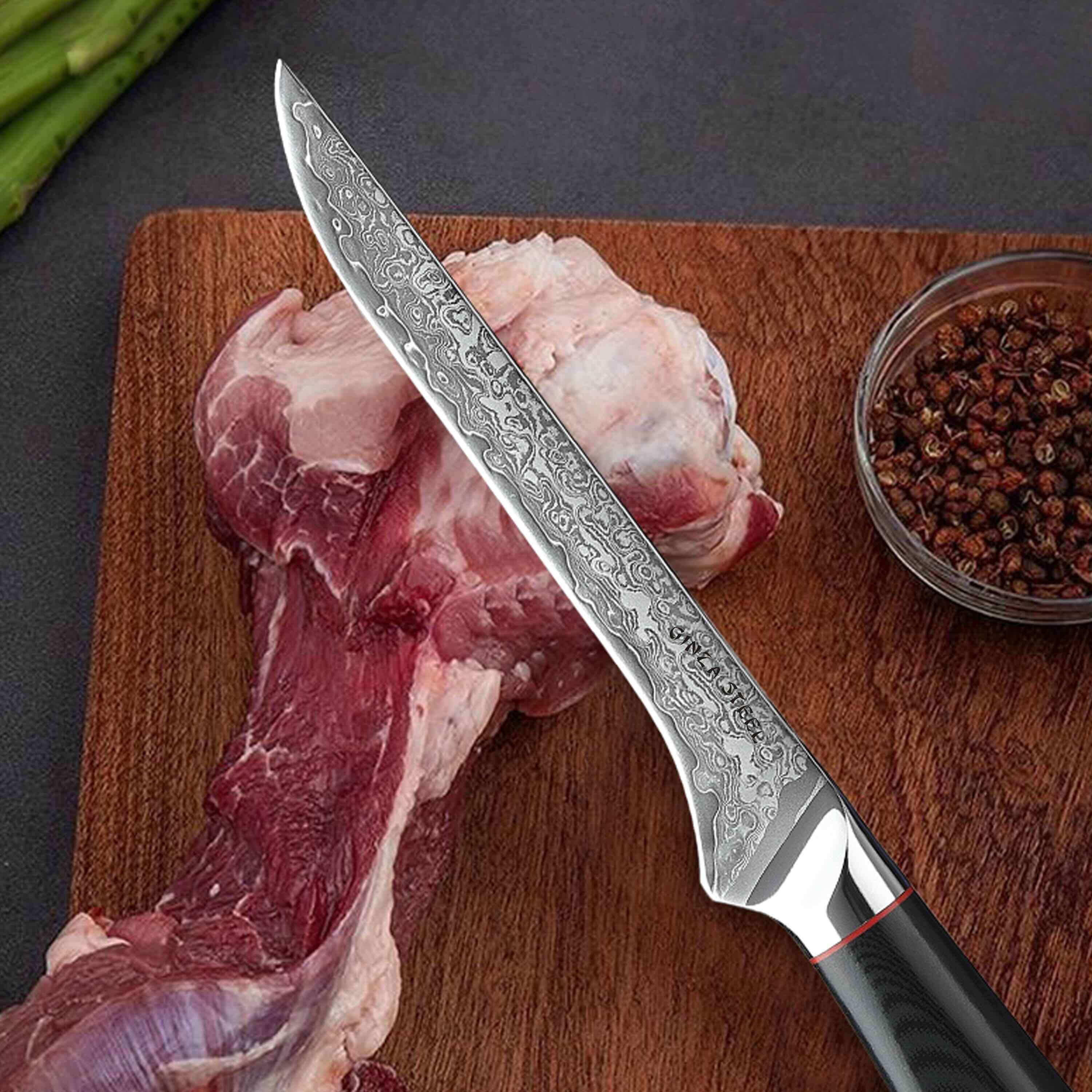 HAGAKURE 14 Boning Knife 5.5" Damascus AUS-10-Chef Knife-DECOROLALA