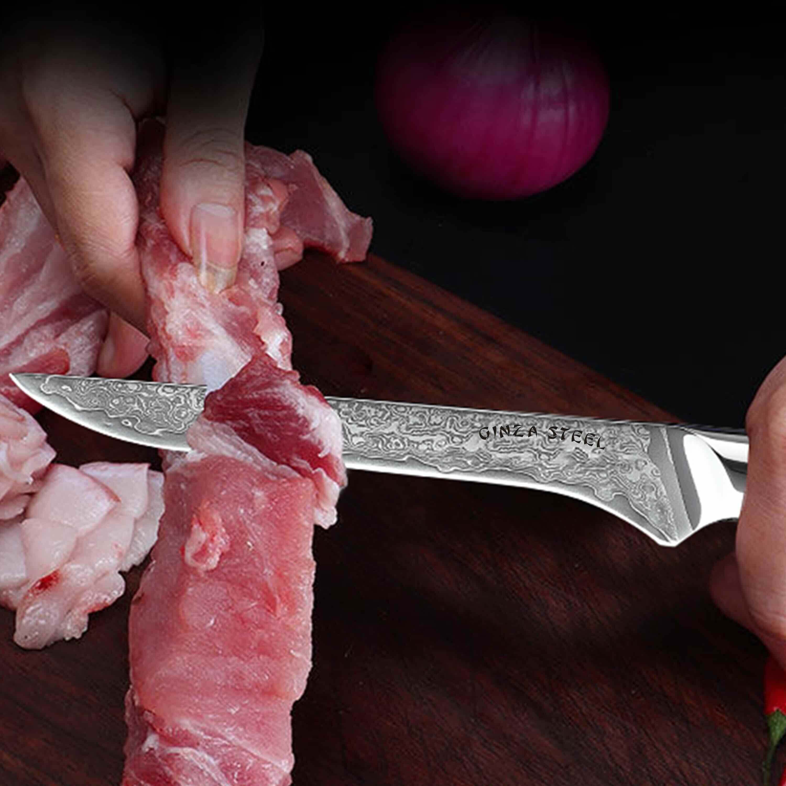 HAGAKURE 14 Boning Knife 5.5" Damascus AUS-10-Chef Knife-DECOROLALA