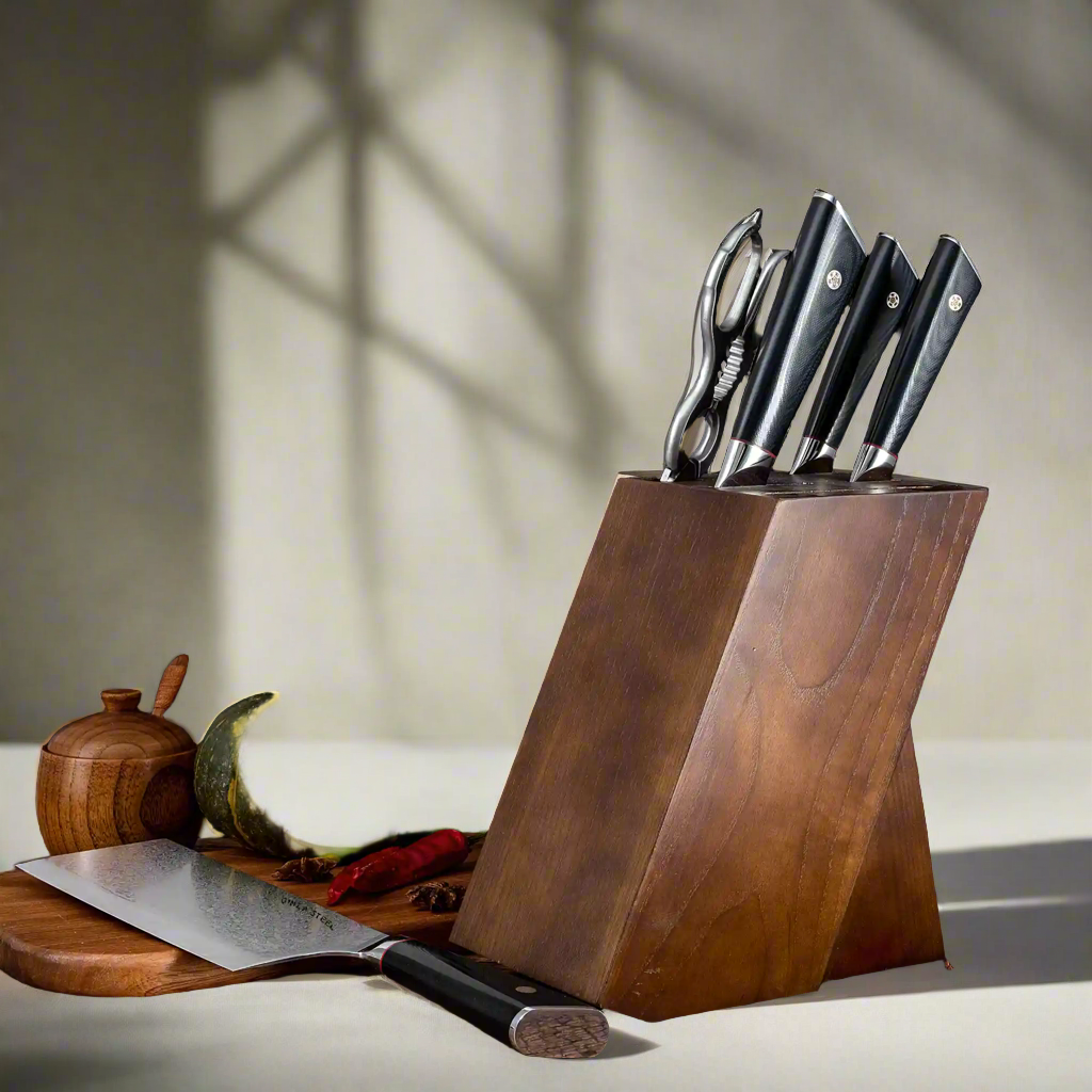 HAGAKURE SIX Knife Set - 4 Knives Shears Wood Block-Knife Set-DECOROLALA