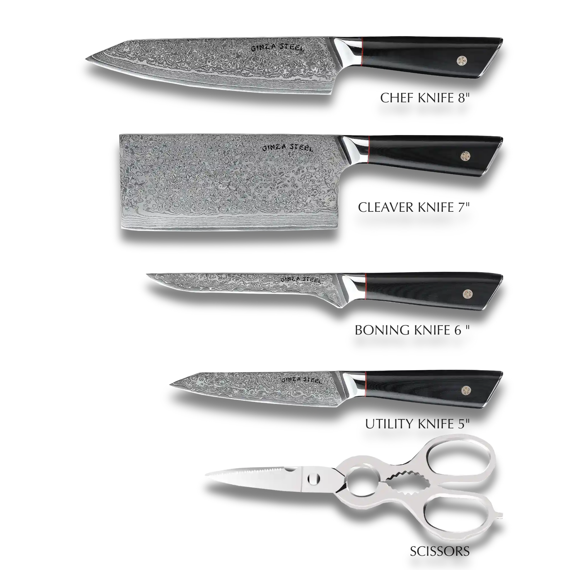 HAGAKURE SIX Knife Set - 4 Knives Shears Wood Block-Knife Set-DECOROLALA