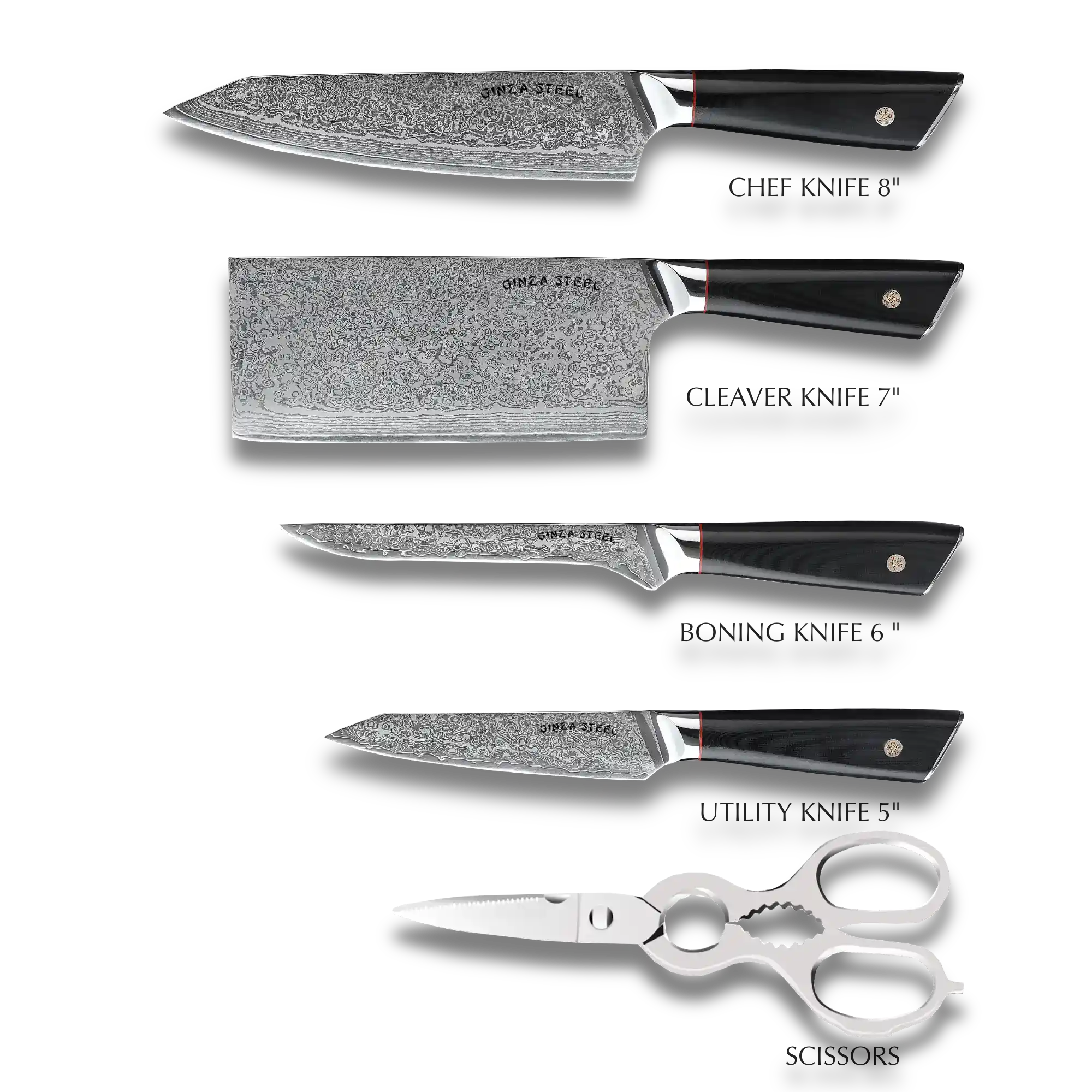 HAGAKURE SIX Knife Set - 4 Knives Shears Wood Block-Knife Set-DECOROLALA
